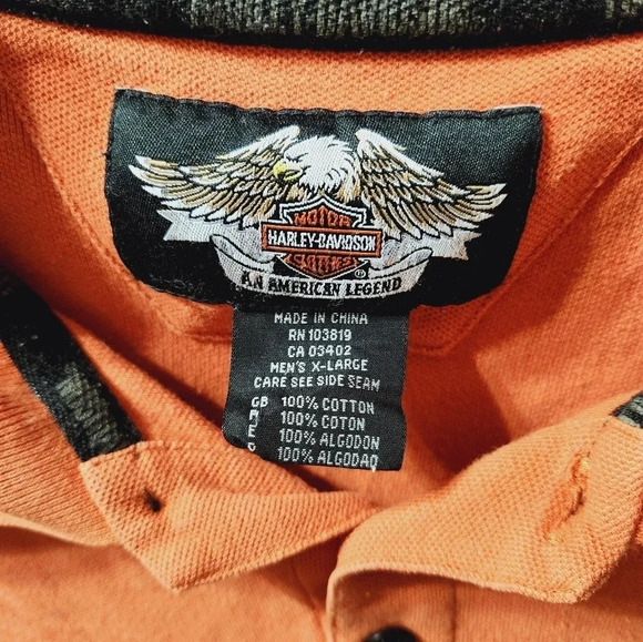 Harley-Davidson Classic Orange Logo Button Down Polo Shirt - Picture 4 of 7